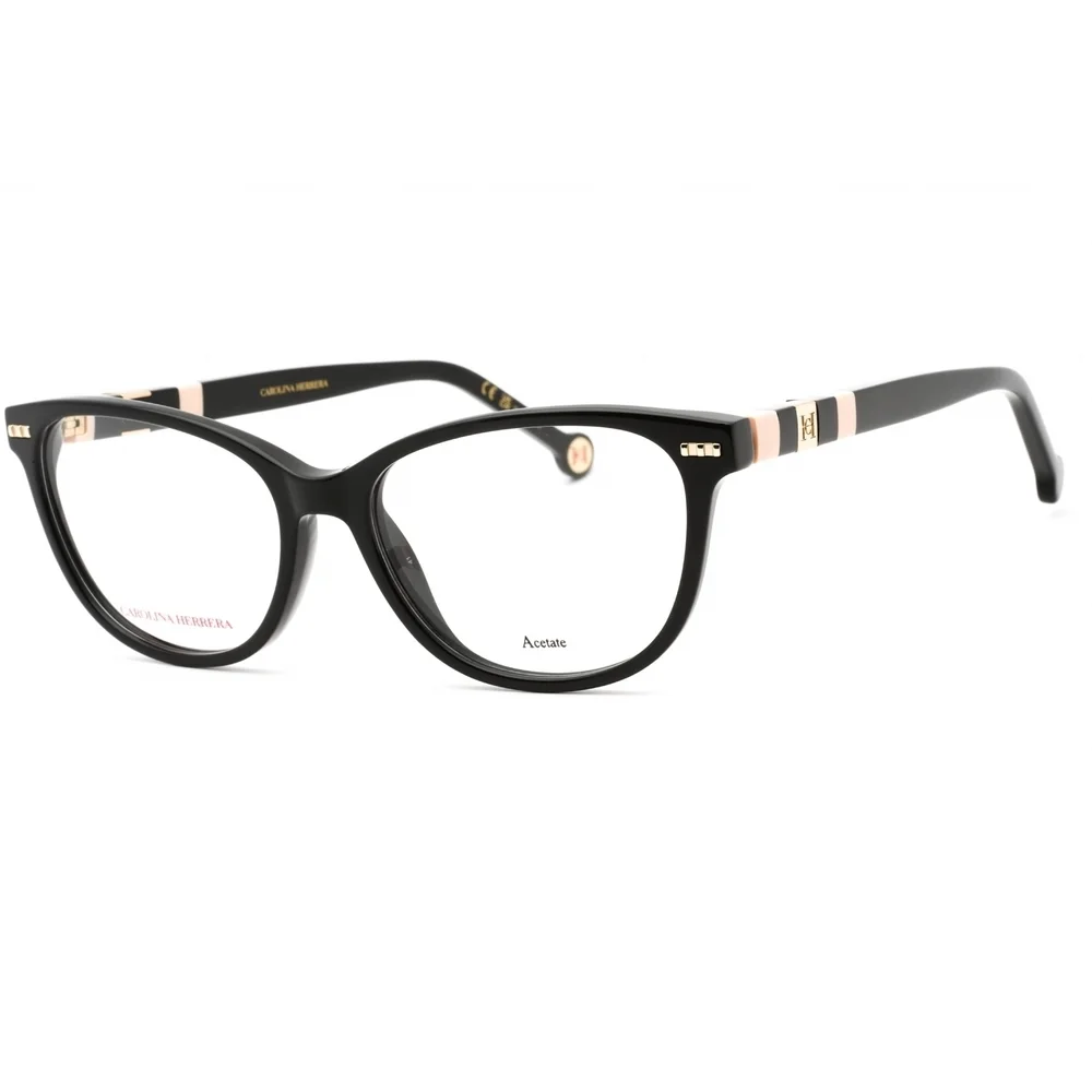 NWT Carolina Herrera CH 0048-03H2 Black Pink Oval Eyeglasses